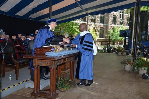 Zimbabwean entrepreneur and philanthropist, Mr. Strive Masiyiwa, receives an Honorary Doctor of Humane Letters at Yale University's 318th commencement.